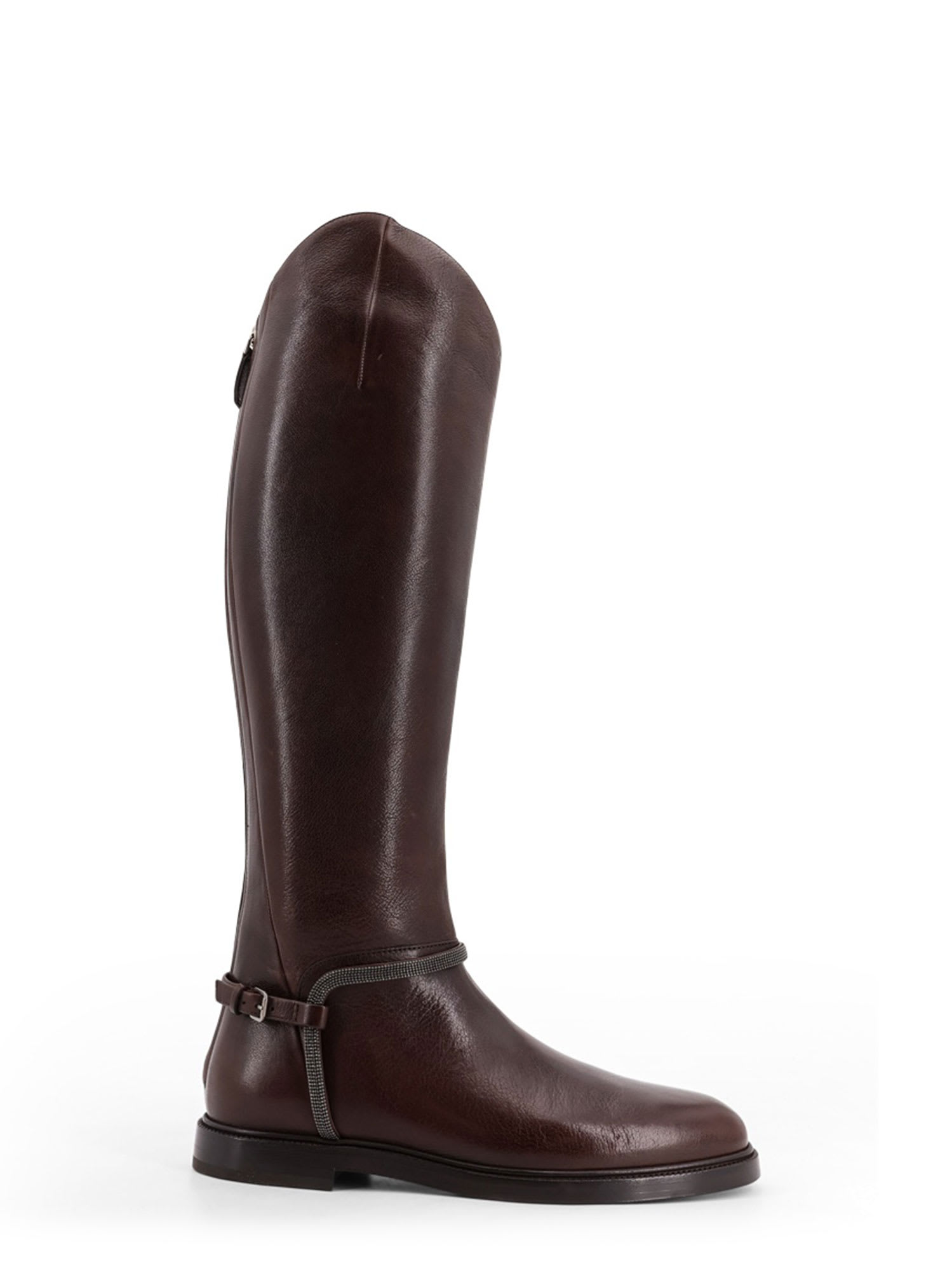 Leather Boots With Monili Detail