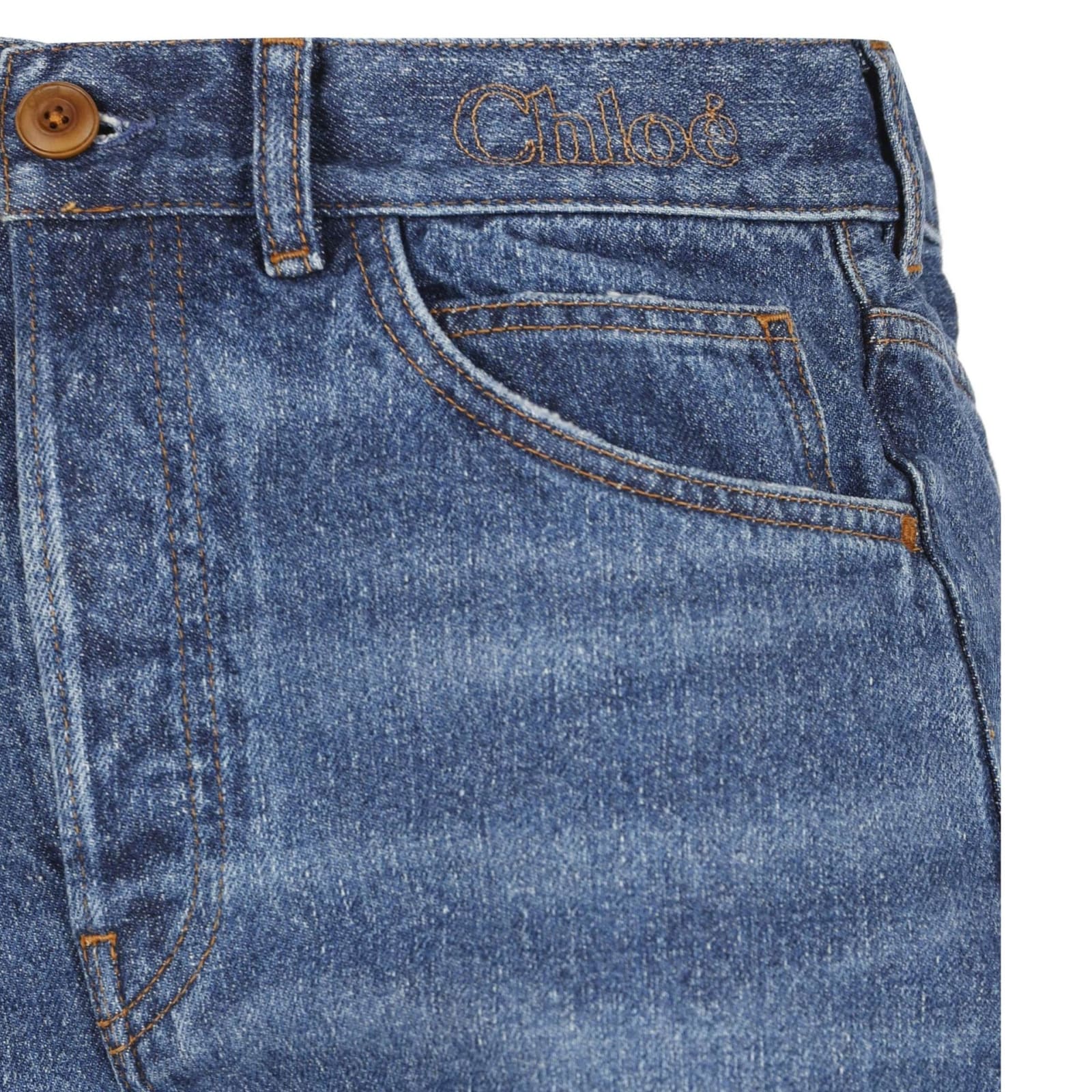 Shop Chloé Cotton Denim Flared Jeans In Blue