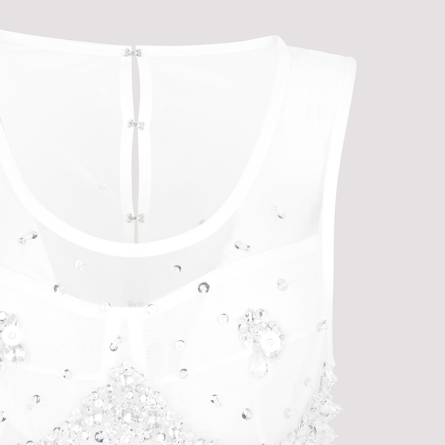 Shop Bottega Veneta Crystal Dress In Optic White Crystal