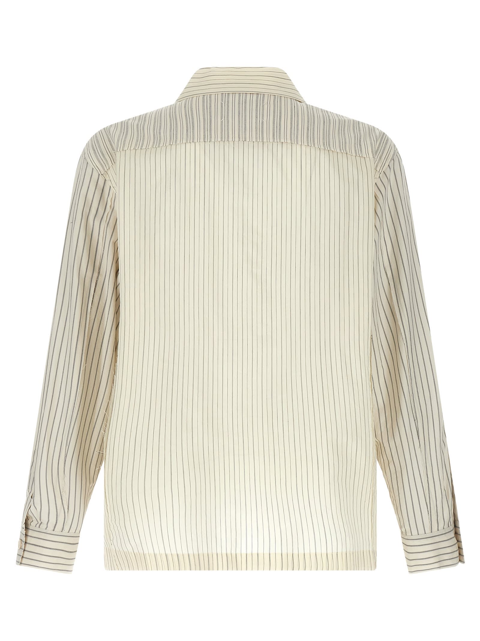 Maison Margiela Camicia In Cotone Ricamato Uomo In Ecru