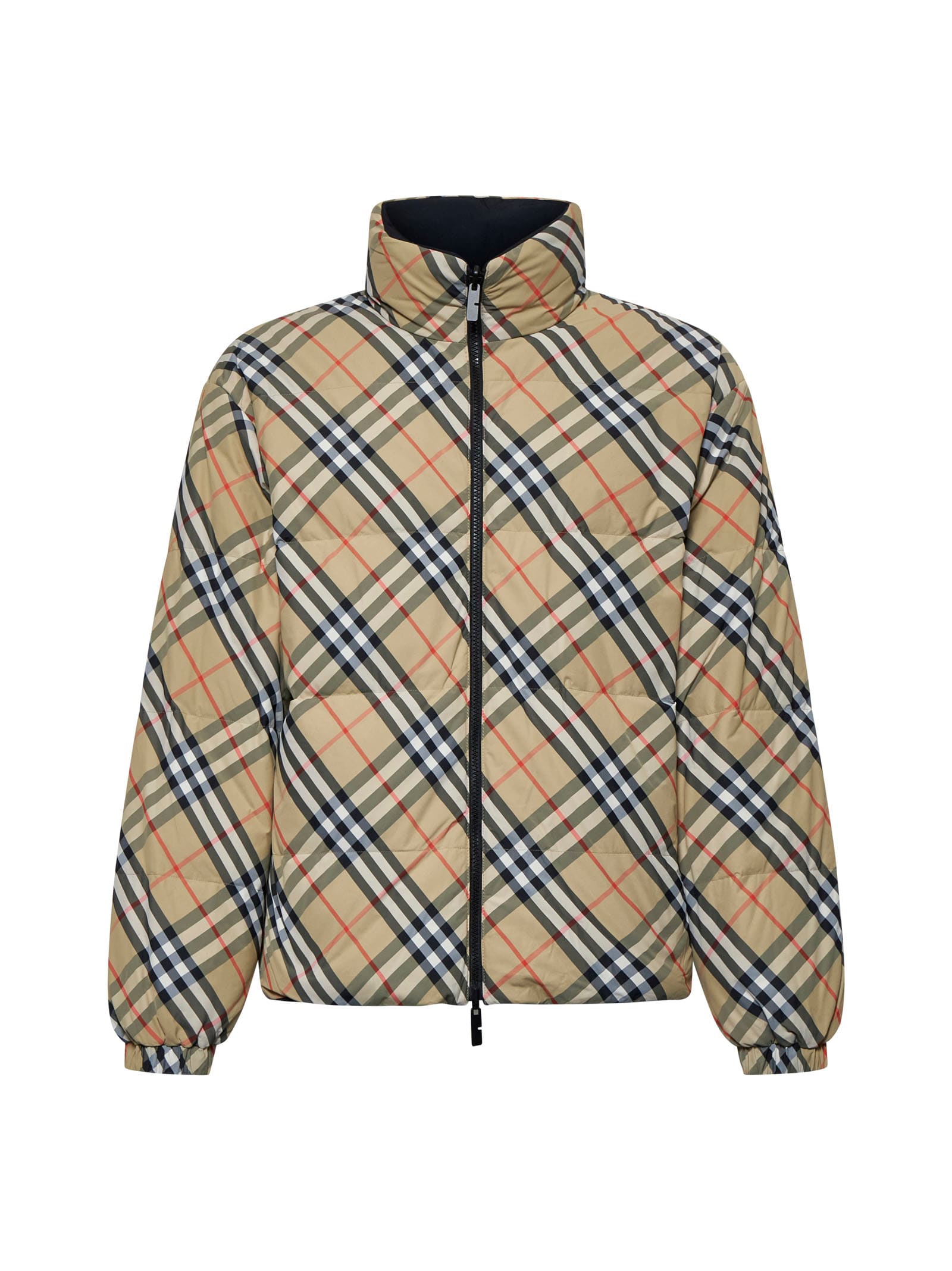 Shop Burberry Down Jacket In Sand Ip Check