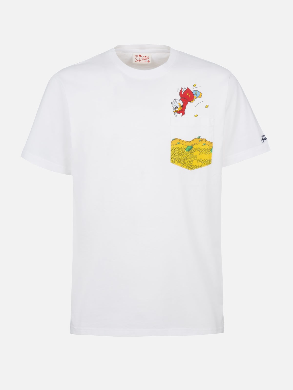 Shop Mc2 Saint Barth Man Cotton T-shirt Austin With Uncle Scrooge Print ©disney Special Edition In White