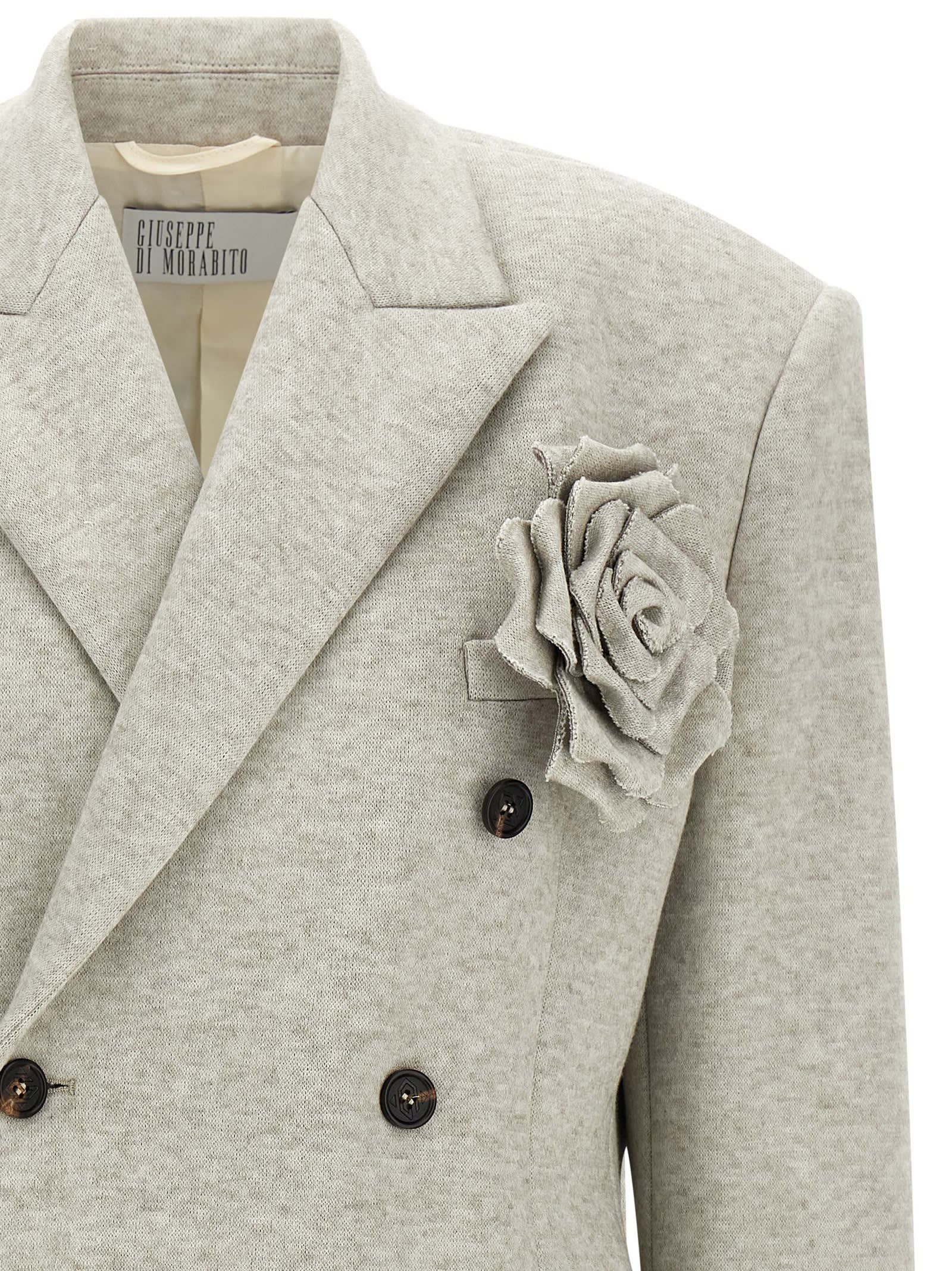 Giuseppe Di Morabito Double-breasted Oversized Blazer With Removable Rose Brooch In Brown