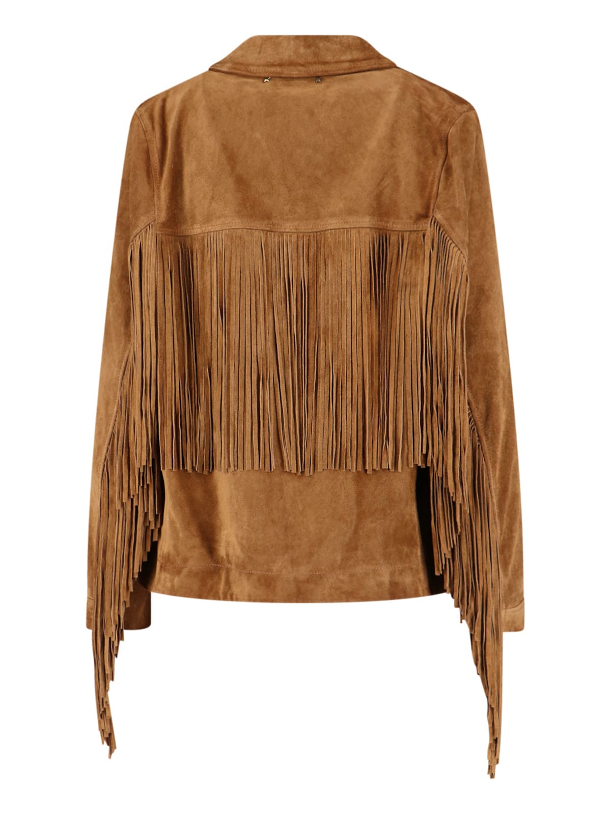 Golden Goose Tobacco Suede Fringe Jacket In Brown