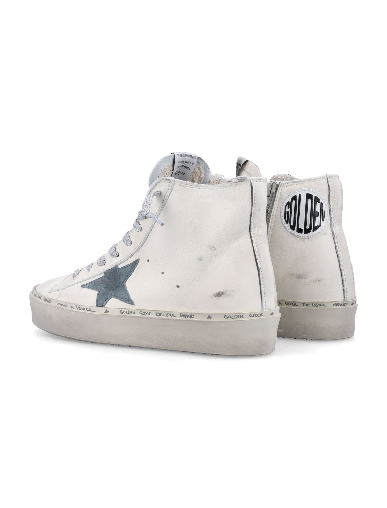 Shop Golden Goose Hi Fancy Sneakers In White Silver Blue