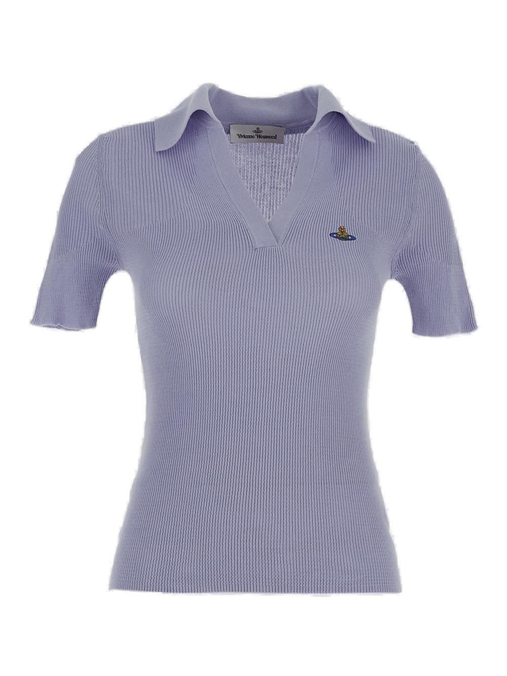 Shop Vivienne Westwood Marina Knitted Polo Shirt In Lilac