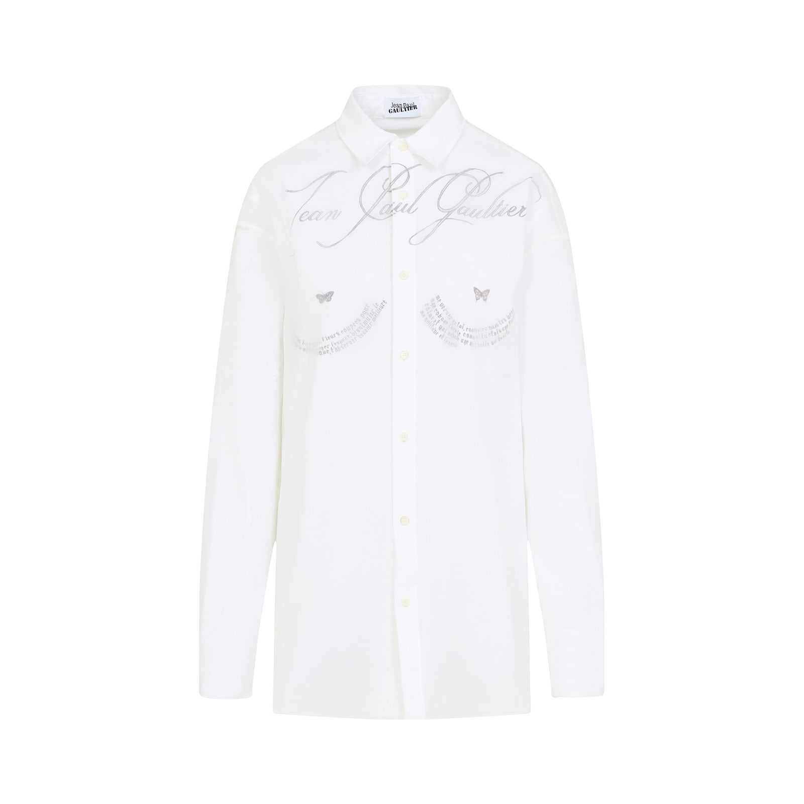 Shop Jean Paul Gaultier Ls Double Layer Shirt In Black White