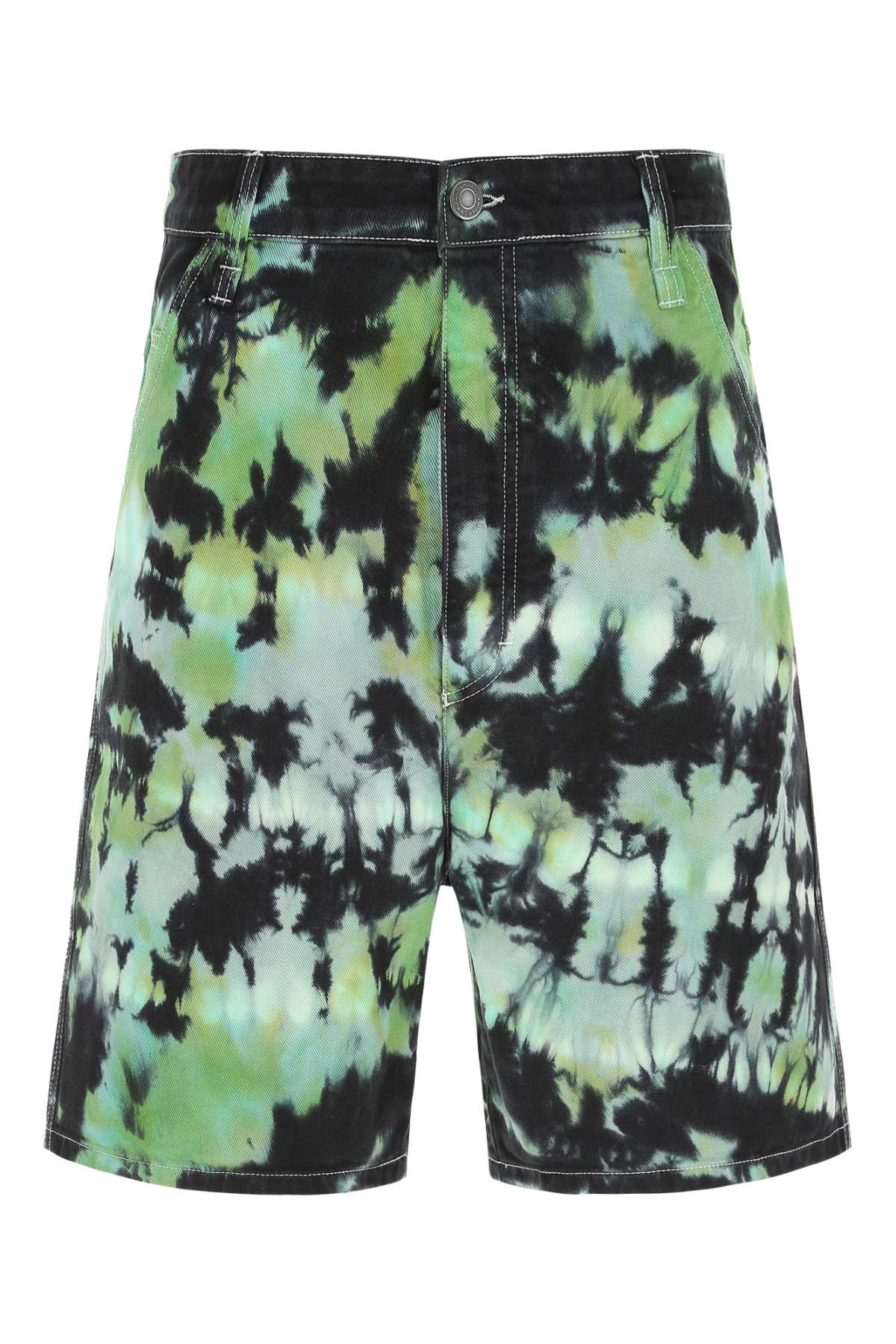 Printed Denim Bermuda Shorts