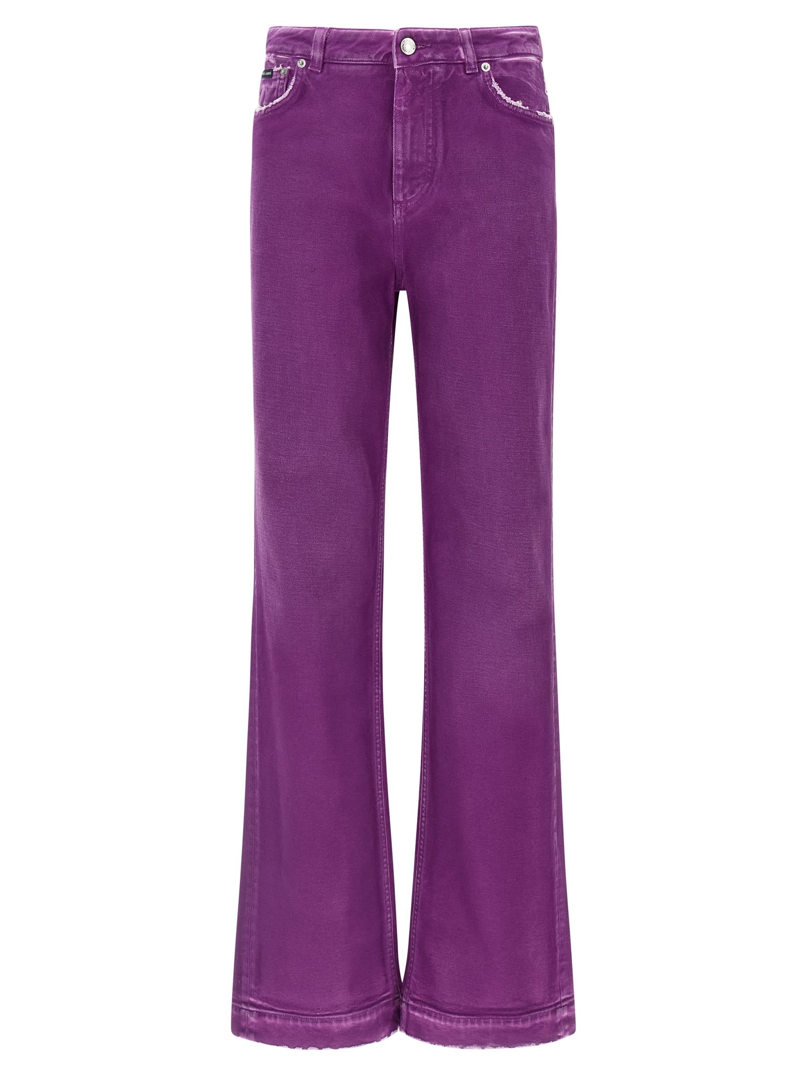 Dolce & Gabbana Flared Leg Trousers Rivet Accents In Burgundy