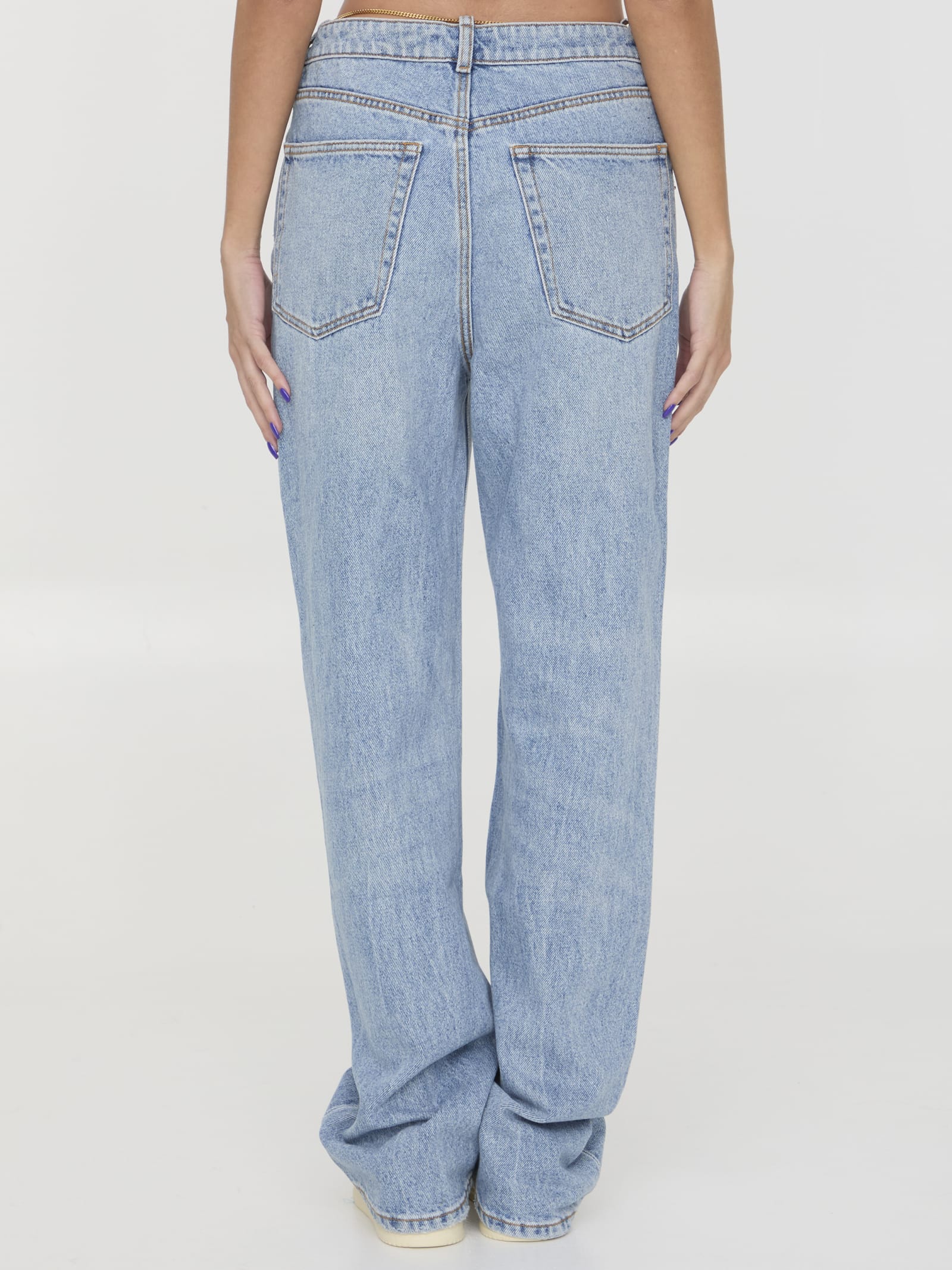 Shop Alexander Wang Denim Jeans With Nameplate In Blue