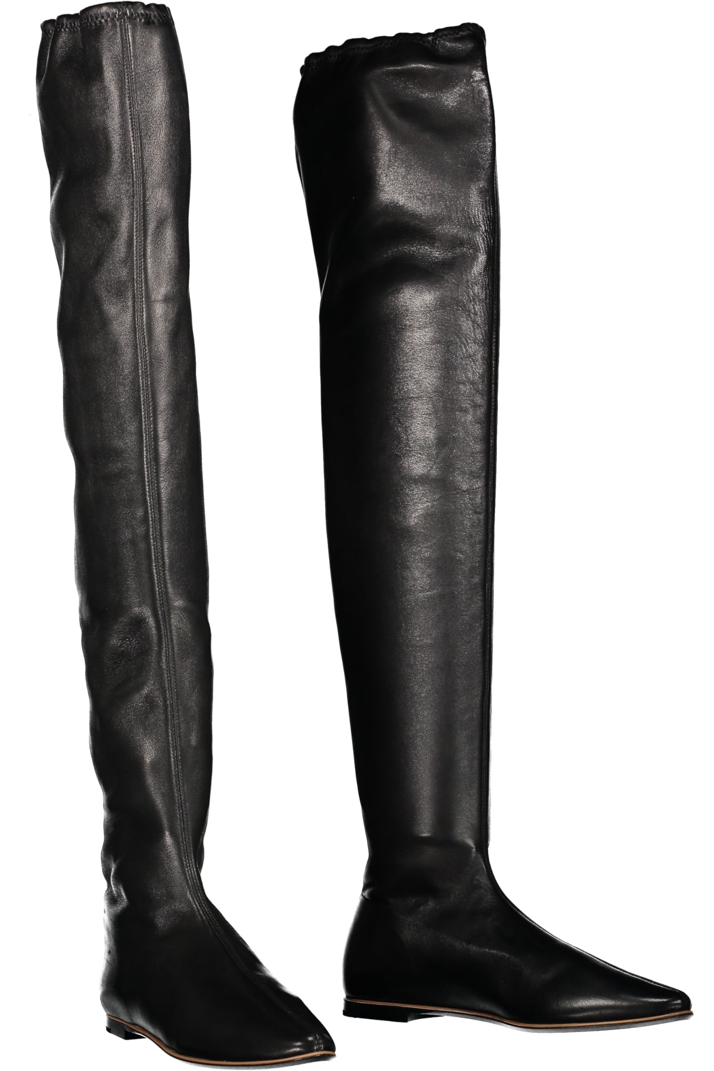 Shop Bottega Veneta Leather Over-the-knee Boots In Black