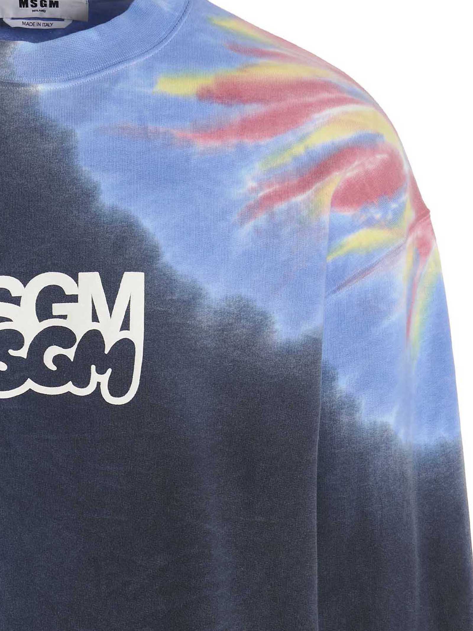 Shop Msgm Logo Print Tie Dye Sweatshirt By Burro Studio In Multicolor