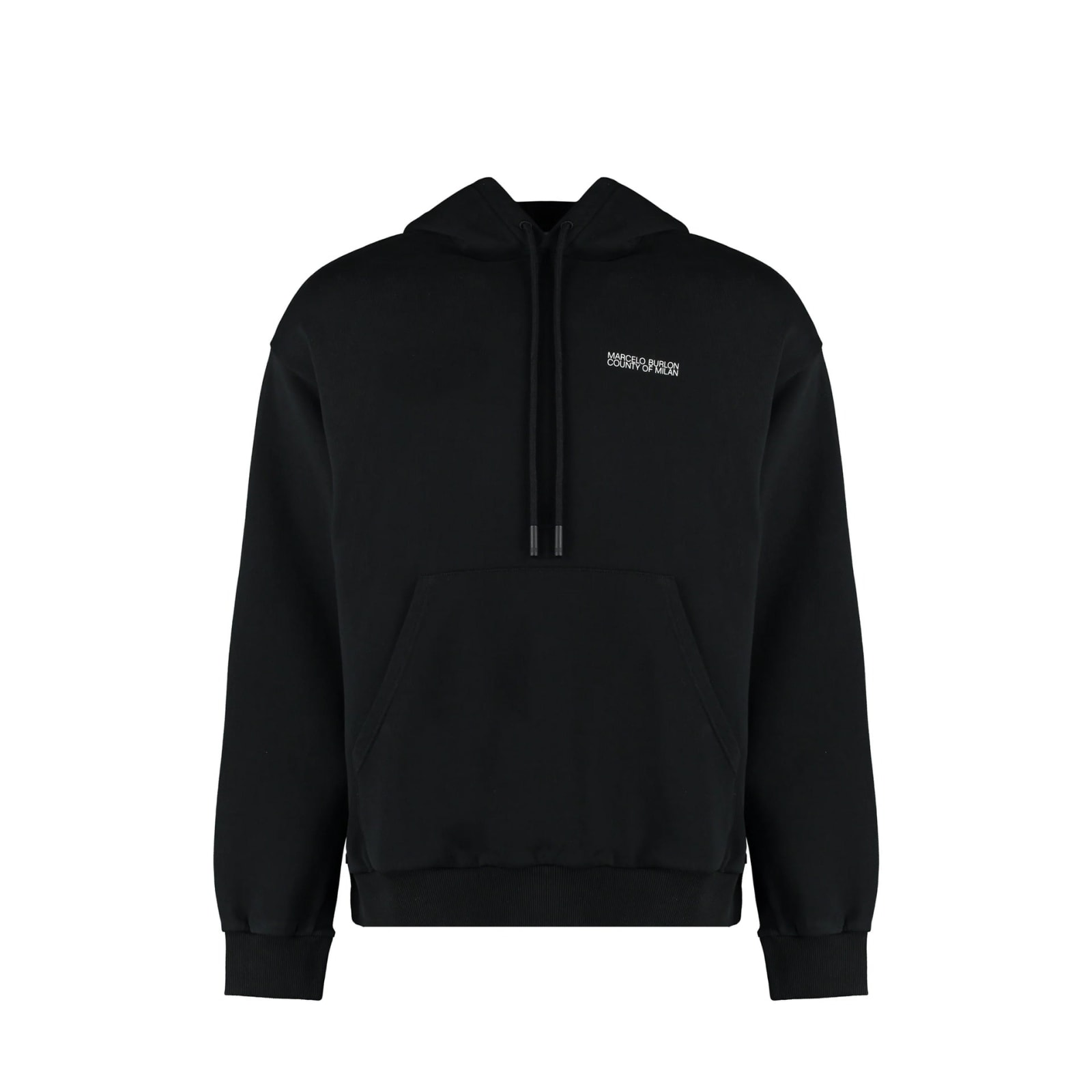 Shop Marcelo Burlon County Of Milan Logo Hooded Sweatshirt In Black