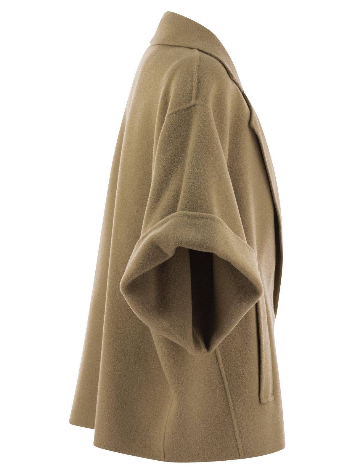 Shop Weekend Max Mara Double-breasted Short-sleeved Cape In Beige