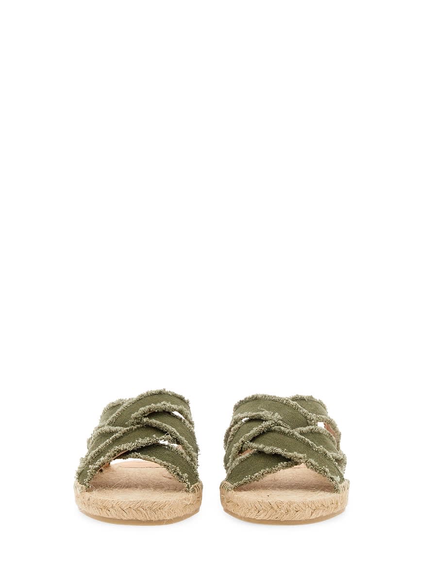 Castaã±er Canvas Open Toe Sandals With Espadrille Sole In Green