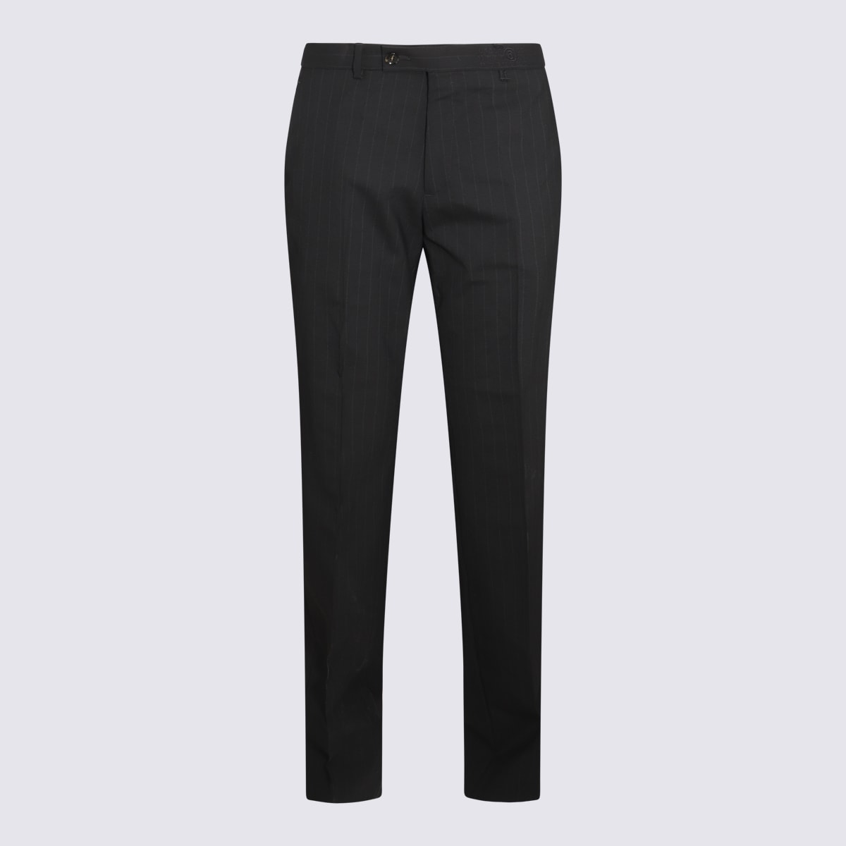 Shop Mm6 Maison Margiela Black Virgin Wool Blend Pants In F Black/white