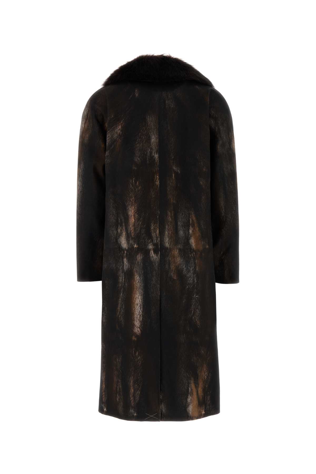 Prada Single-breasted Printed Drill Coat In Cacao