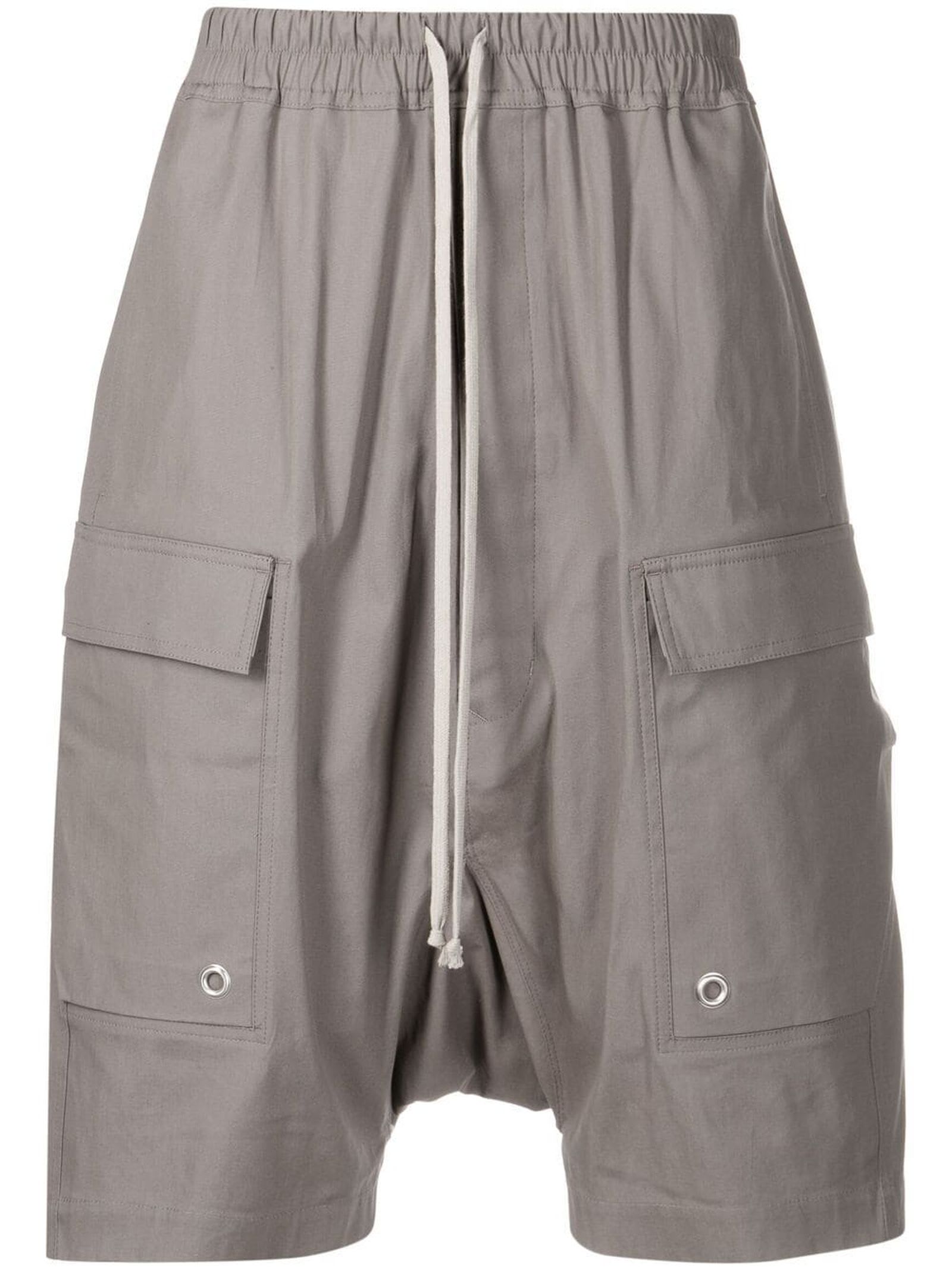 Rick Owens Grey Stretch Cotton Shorts