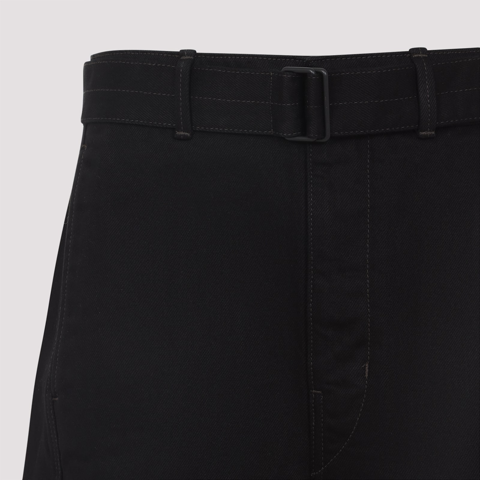 Lemaire High-waisted Wide-leg Black Trousers With Tailored Belt In Black