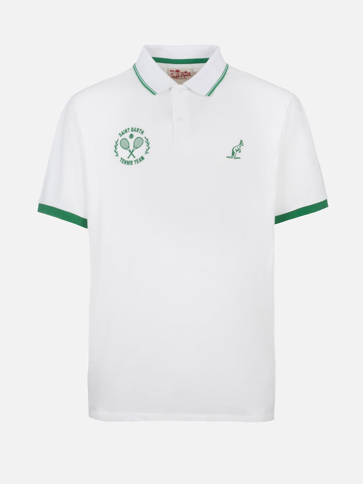 Mc2 Saint Barth Man White Cotton Piquet Polo Shirt Beverly Hills Australian Brand Special Edition In White