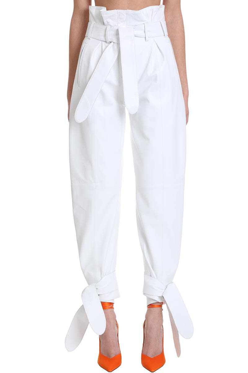 ATTICO PANTS IN WHITE LEATHER,11223990