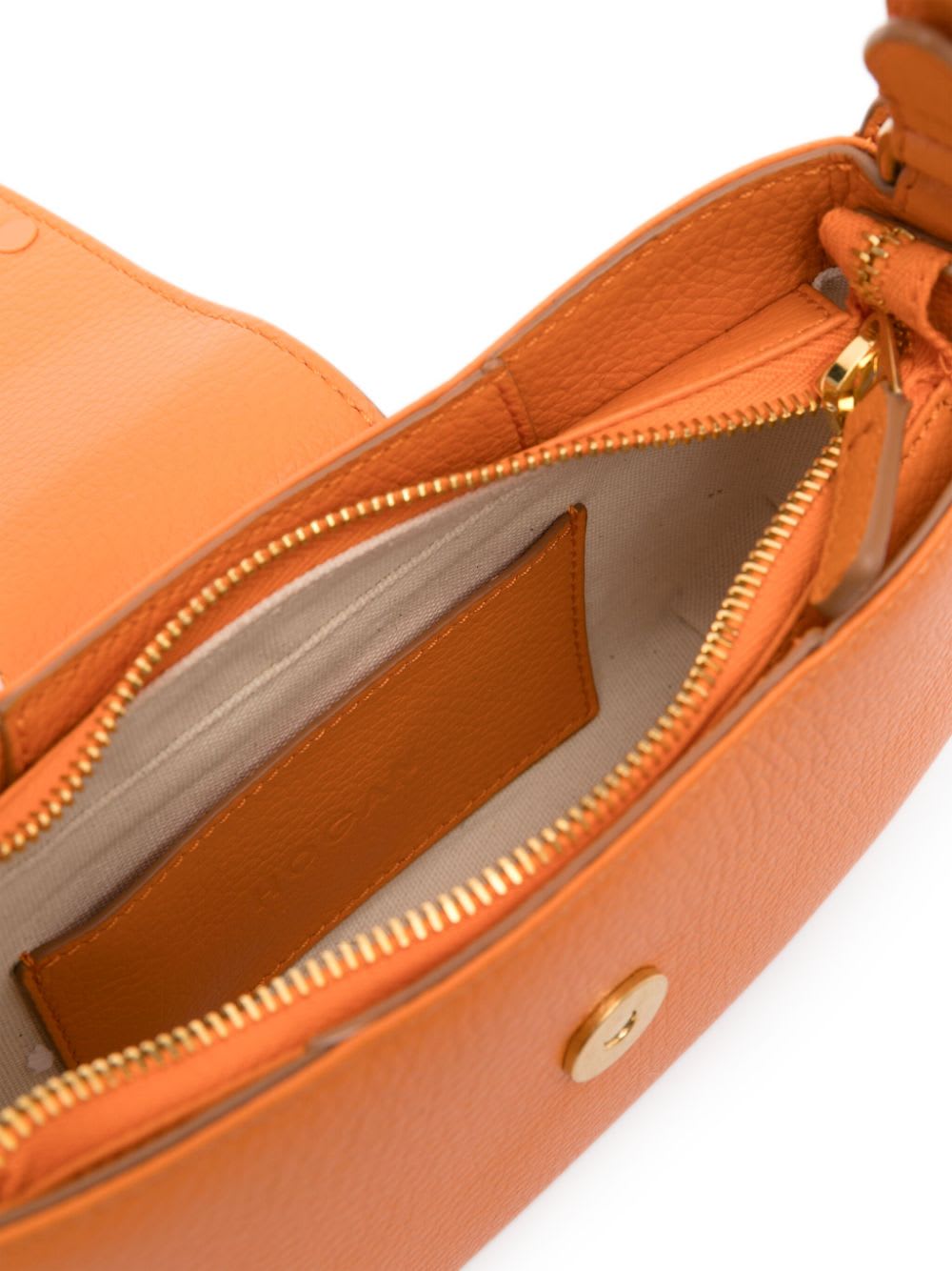 Hogan Leather Shoulder Bag With H Buckle Detail In Orange
