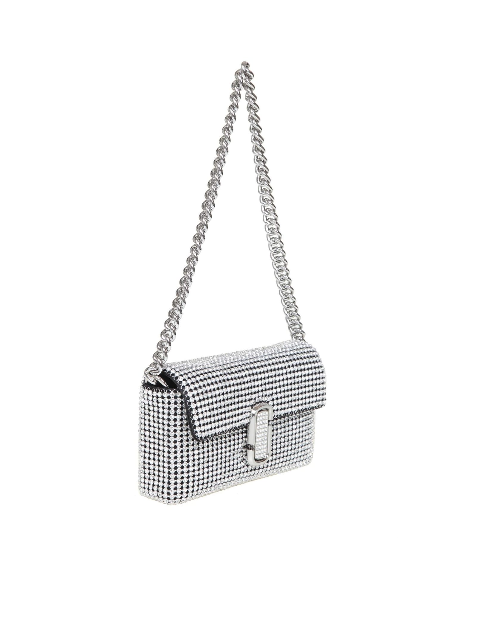 Shop Marc Jacobs Mini Soft Bag In Fabric With Applied Rhinestones In Crystals