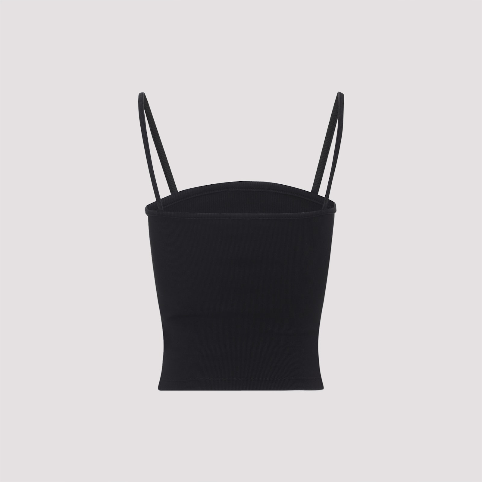 Diesel Ribbed Stretch Cotton Top With Metallic Oval D Logo In Black