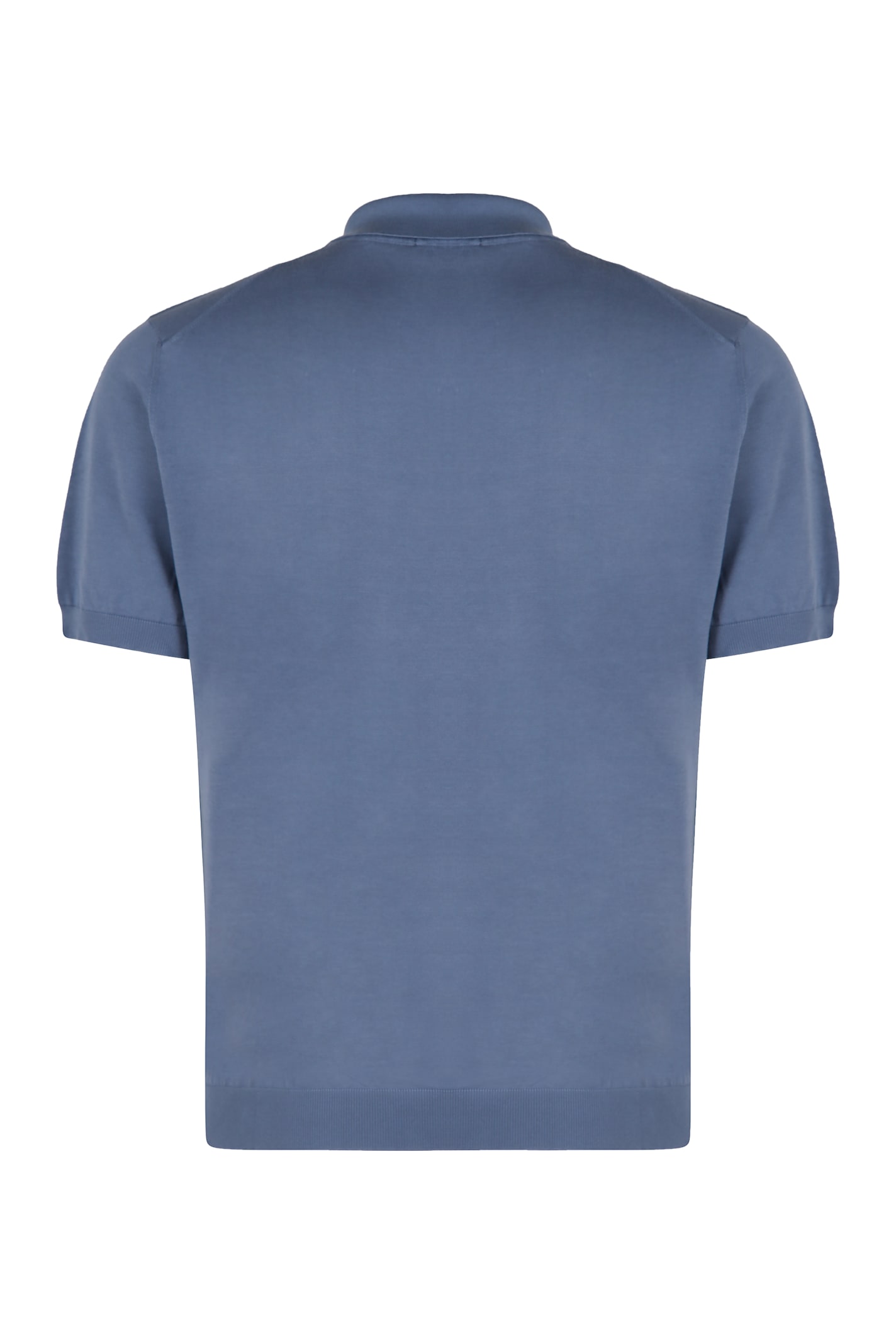 Drumohr Knitted Cotton Polo Shirt In Blue