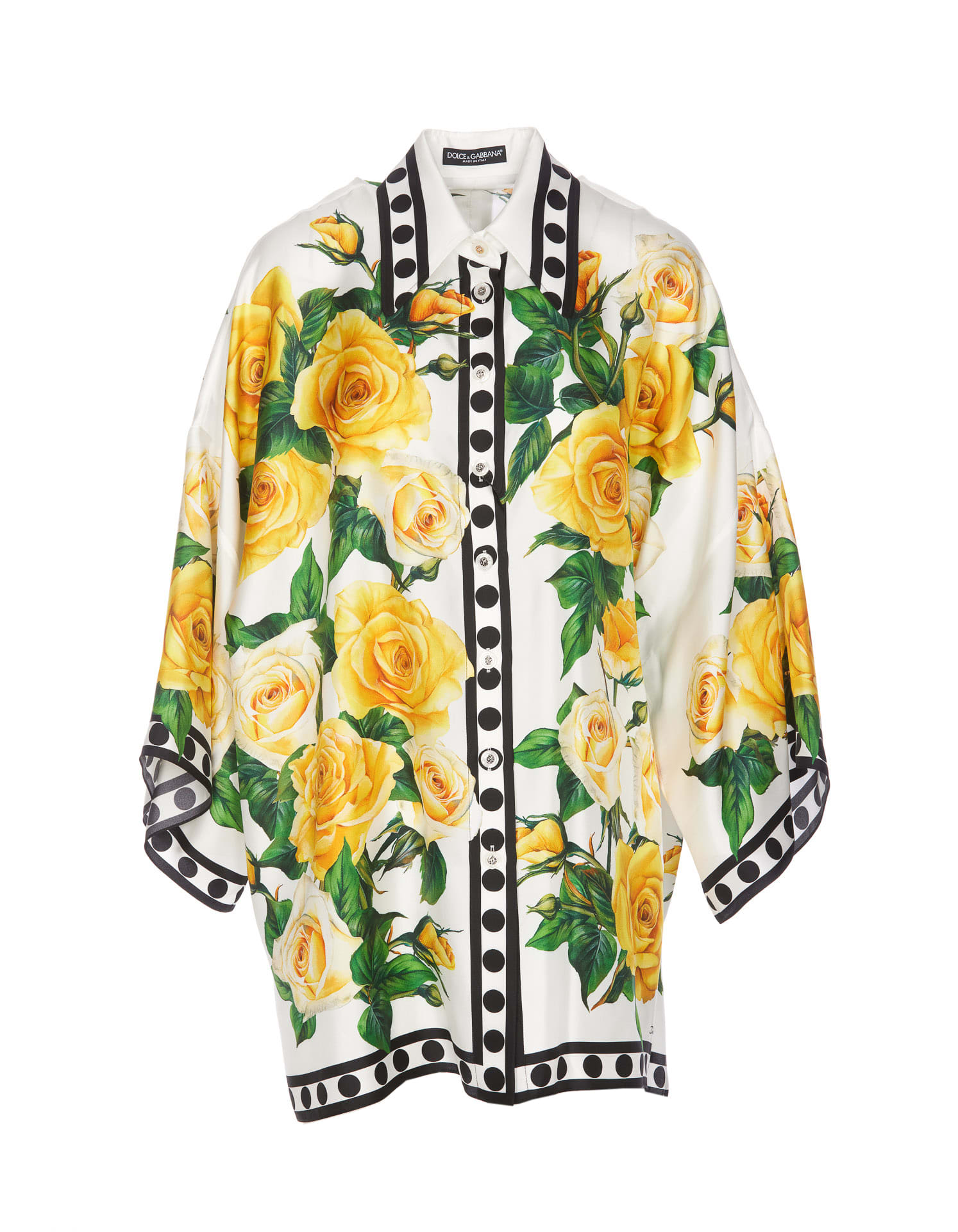 Shop Dolce & Gabbana Roses Print Shirt In Yellow