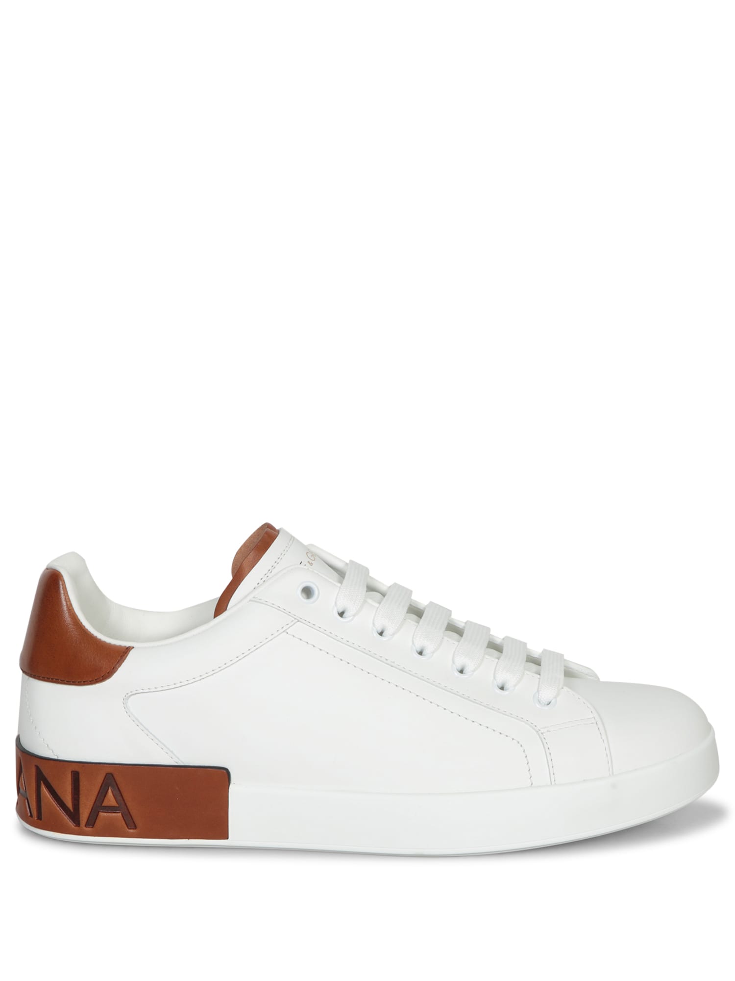 Shop Dolce & Gabbana White Leather Portofino Sneakers