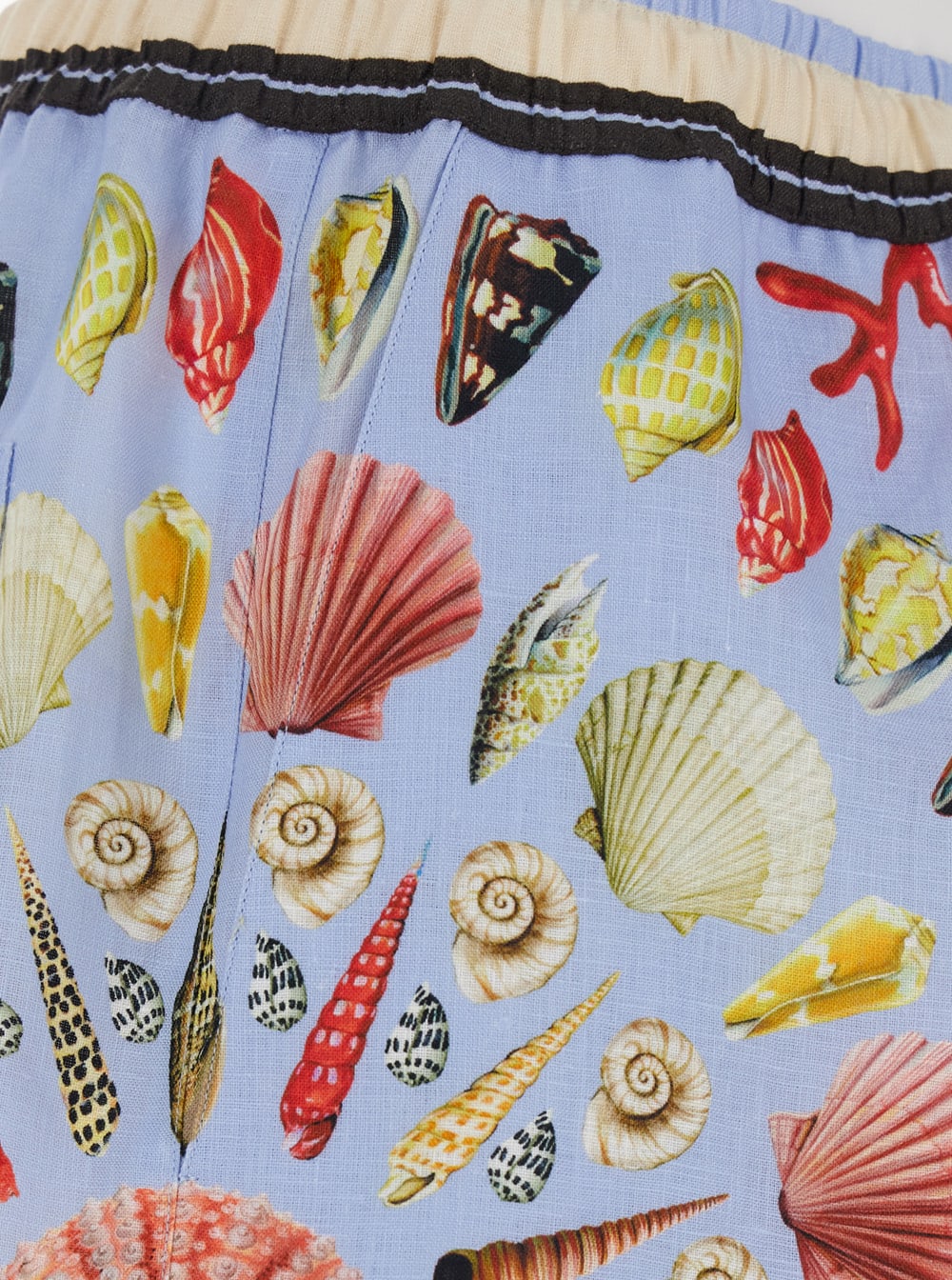 Dolce & Gabbana Multicolor Shorts With Elastic Drawstring And All-over Print In Linen Man