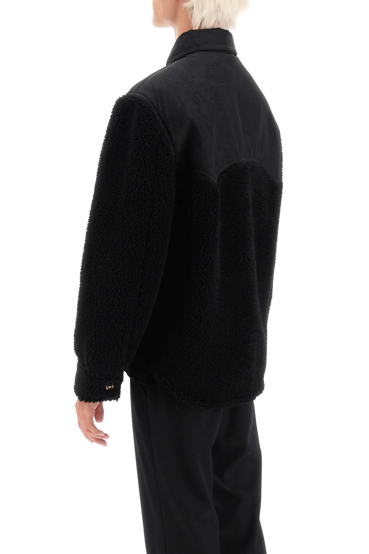Shop Versace Barocco Silhouette Fleece Jacket In Black (black)