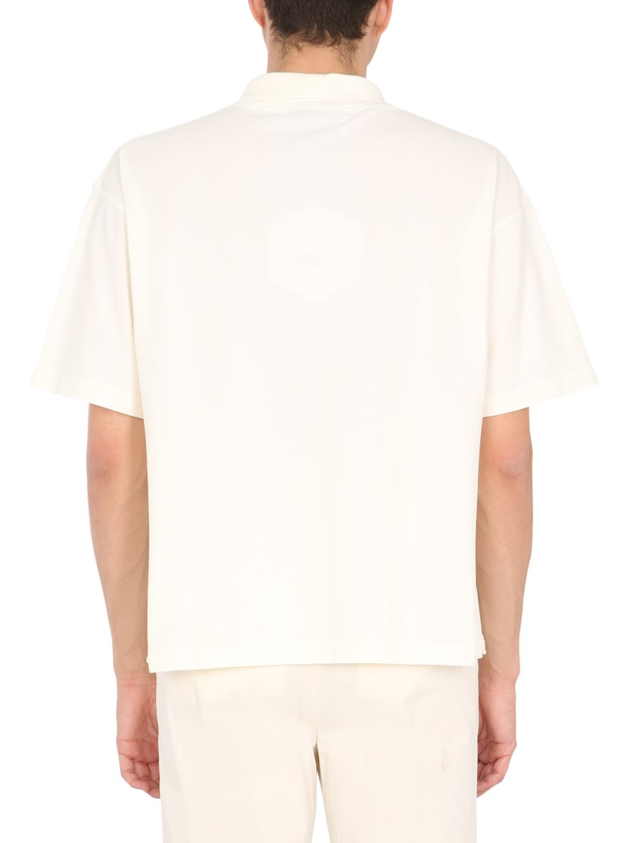 Shop Ymc You Must Create Cotton Piqué Polo Shirt In Powder