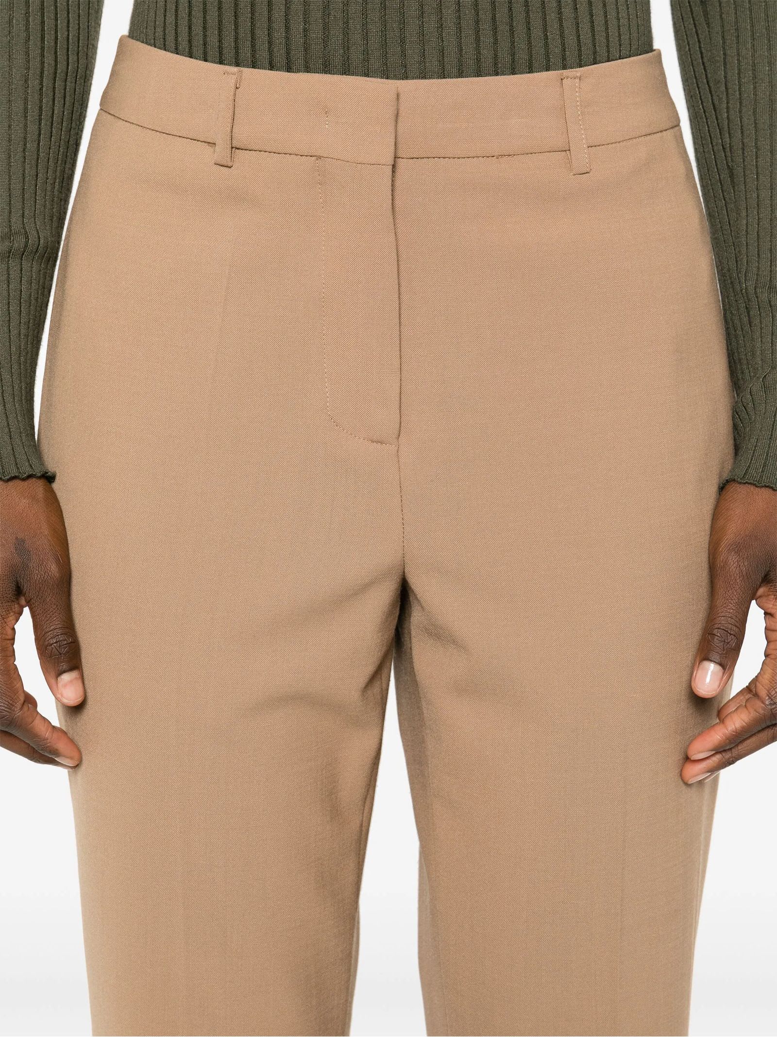 Shop Semicouture Cool Wool Trousers In Beige