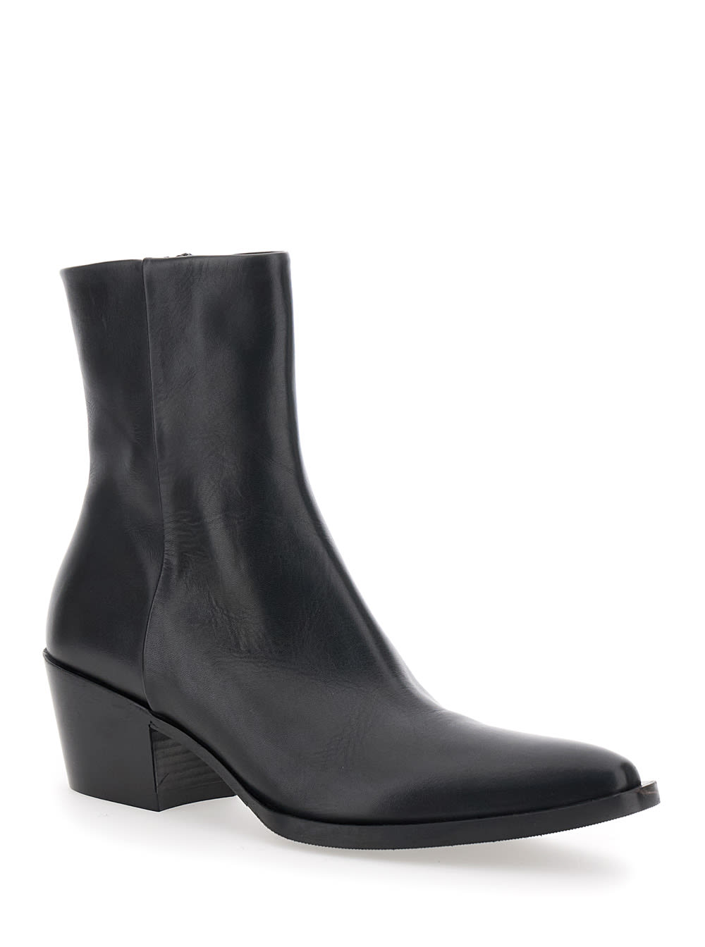 STRATEGIA SPECTRA BLACK ANKLE BOOTS IN LEATHER WOMAN