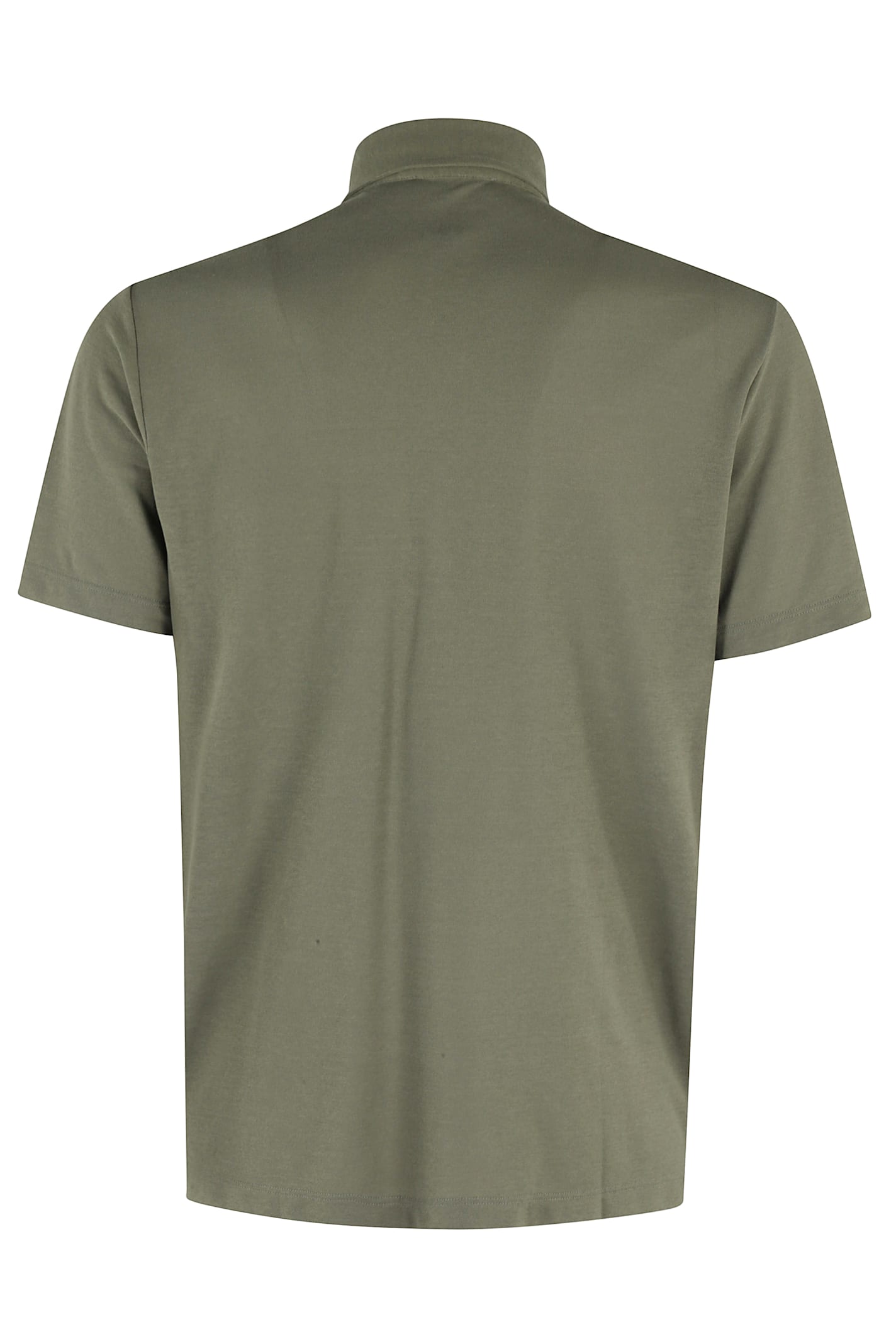 Zanone Green Ice Cotton Three Buttons Polo Shirt In Verde
