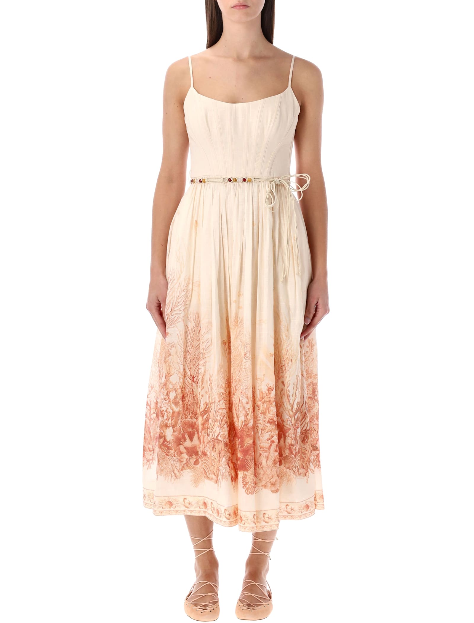 Zimmermann Multicolor Cotton Long Dress In Neutral