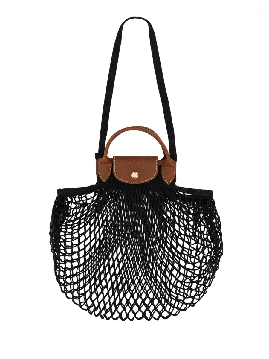 Longchamp Le Pliage Filet Large Bag In Black