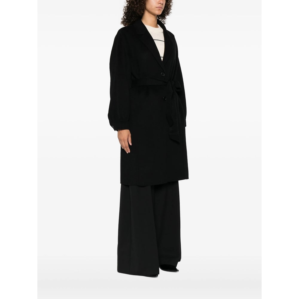 Twinset Belted Lapel Coat In Black