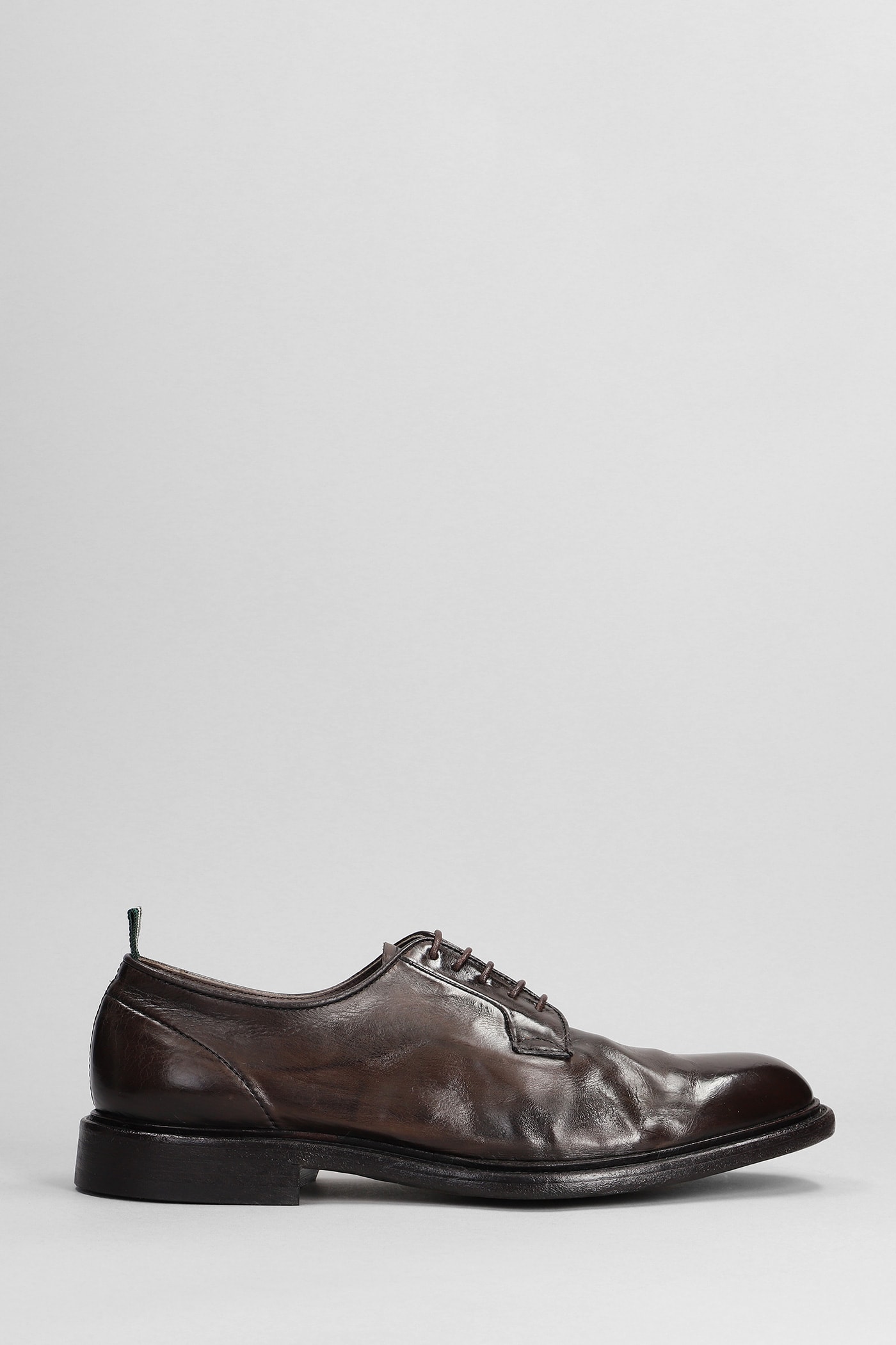 Green George Lace Up Shoes In Brown Leather