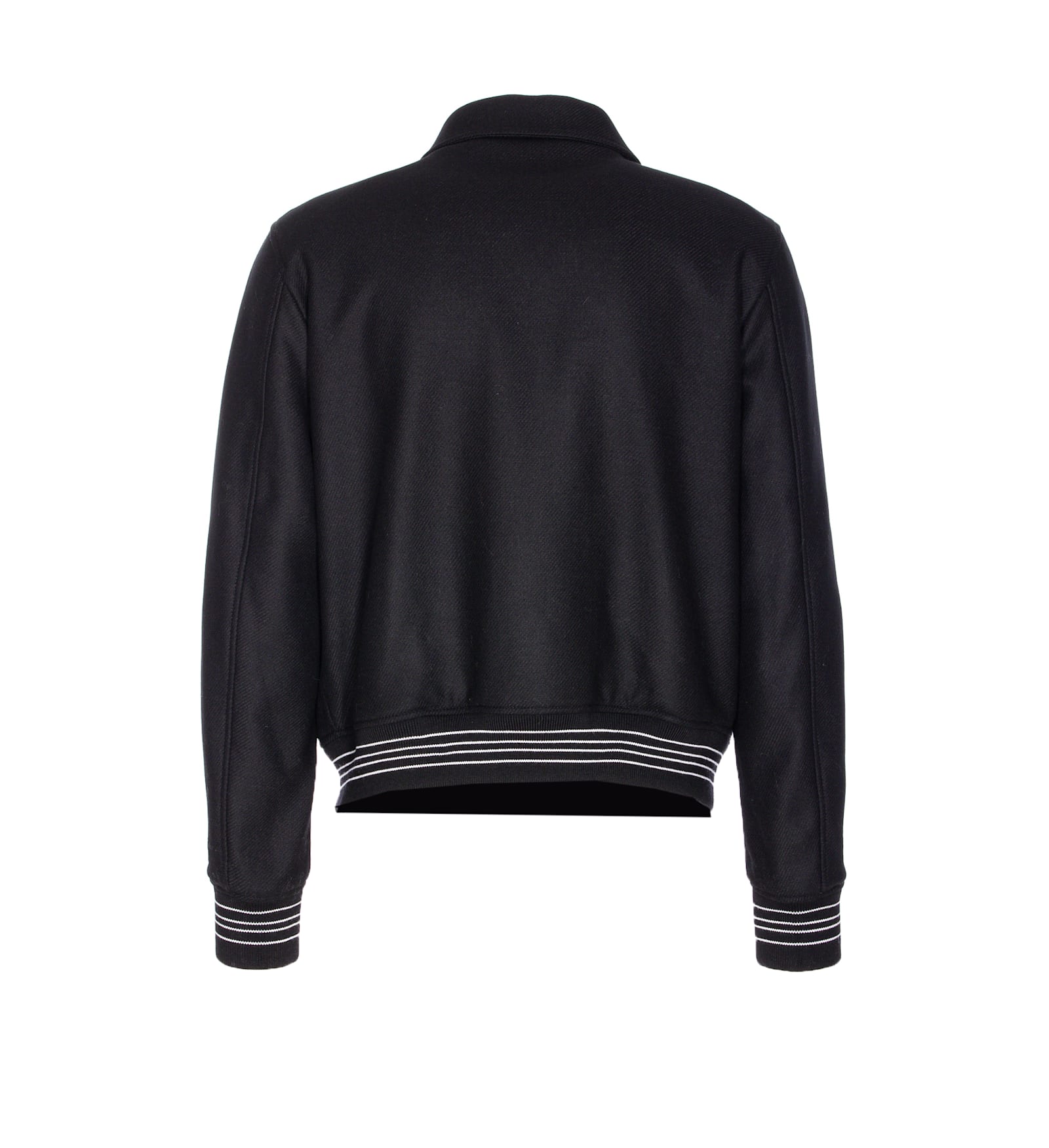 Amiri Twill Wool Bones Bomber Jacket With Patches In Black