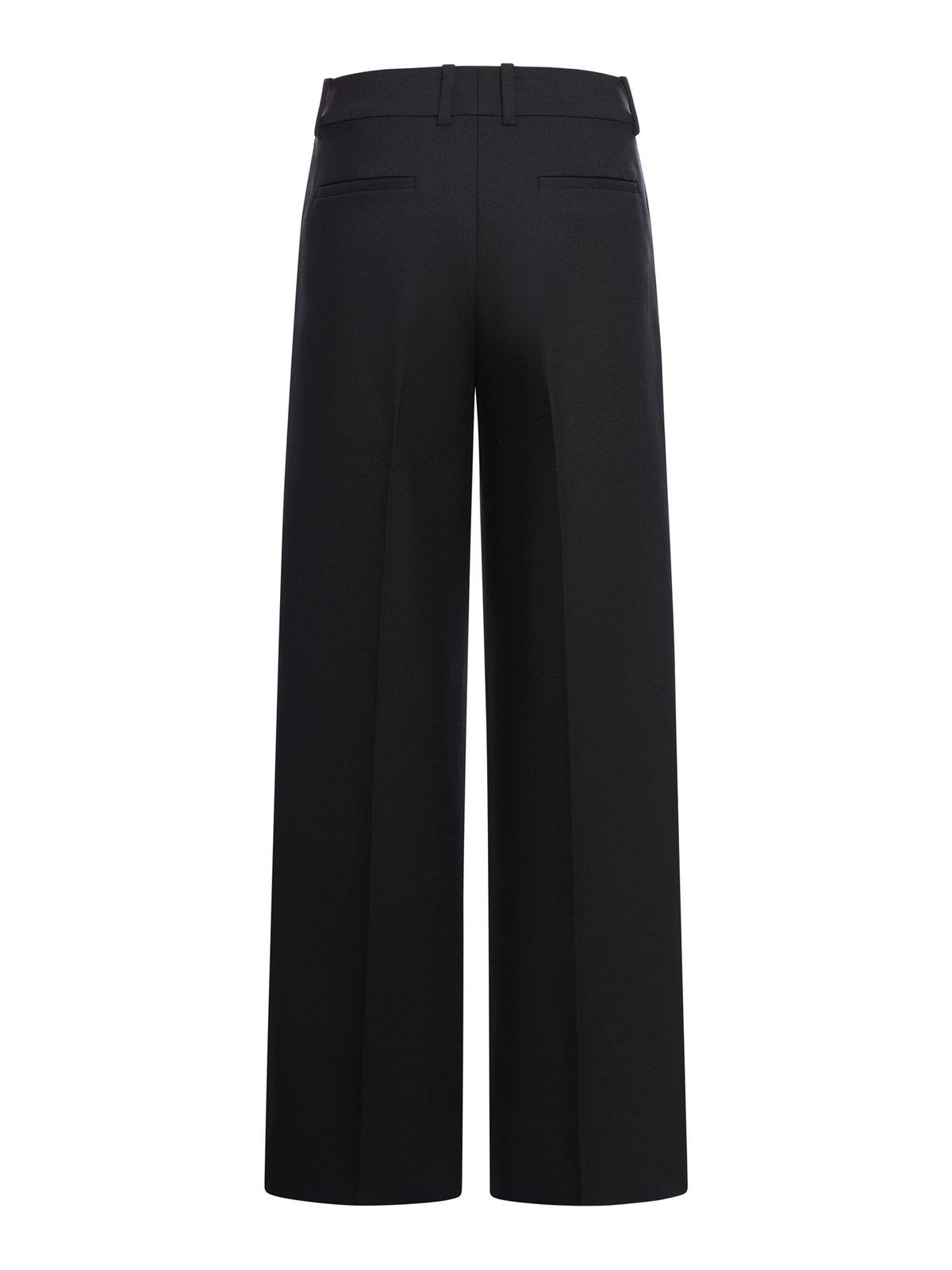 Shop Off-white High-waisted Wide-leg Trousers In Black