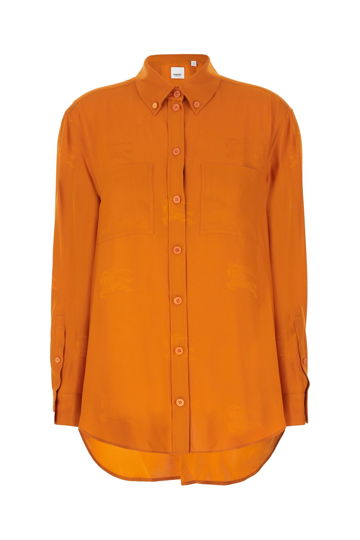 Shop Burberry Orange Silk Shirt In A1934