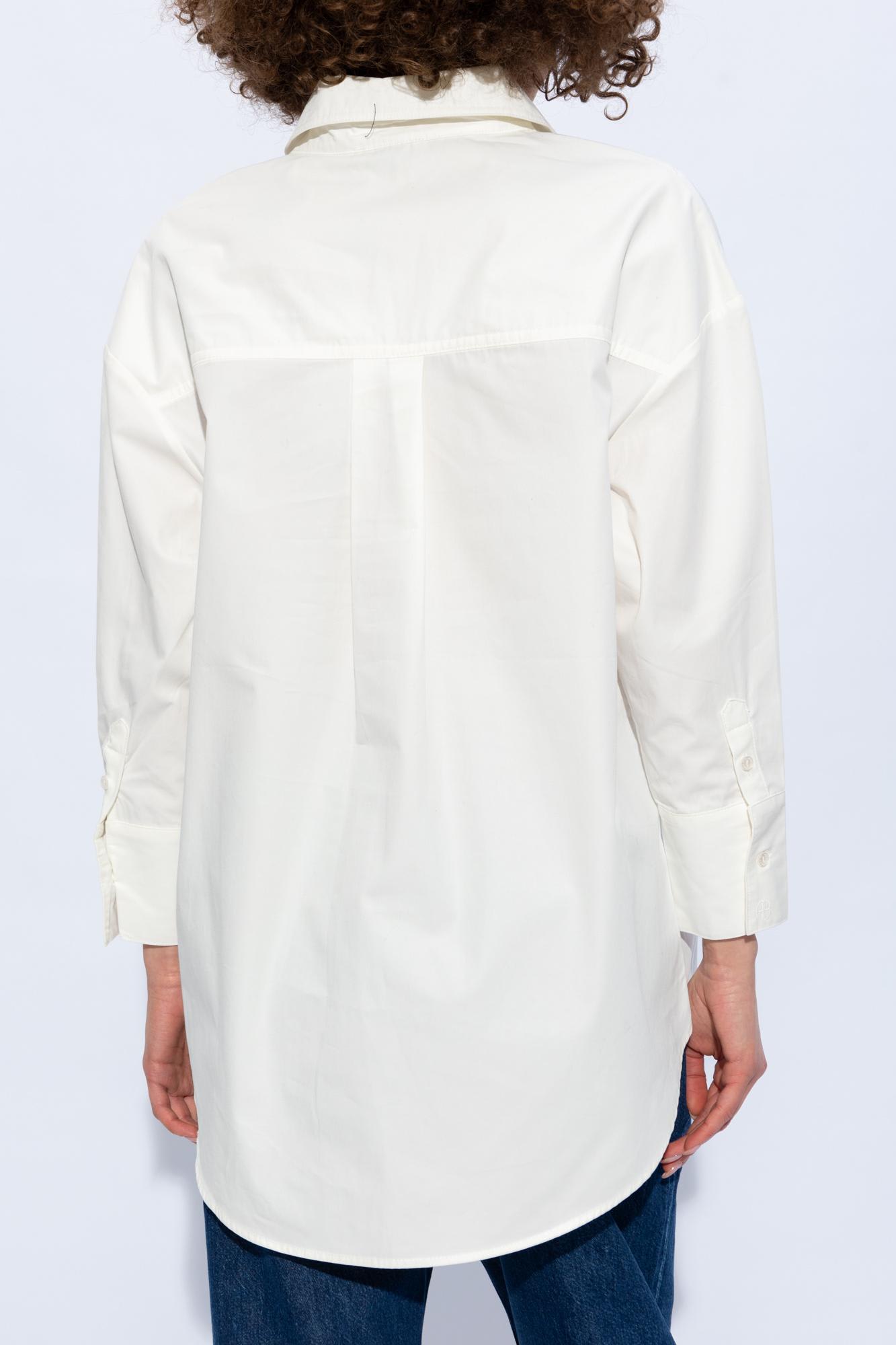 Shop Anine Bing Mika Cotton Shirt In White