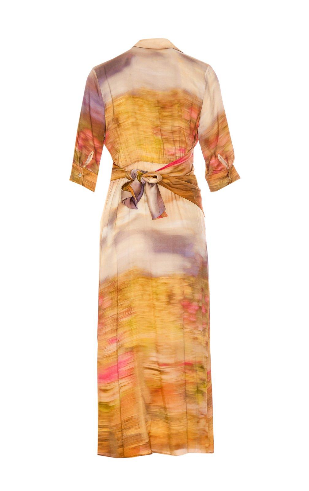 Shop Pinko V-neck Printed Satin Dress