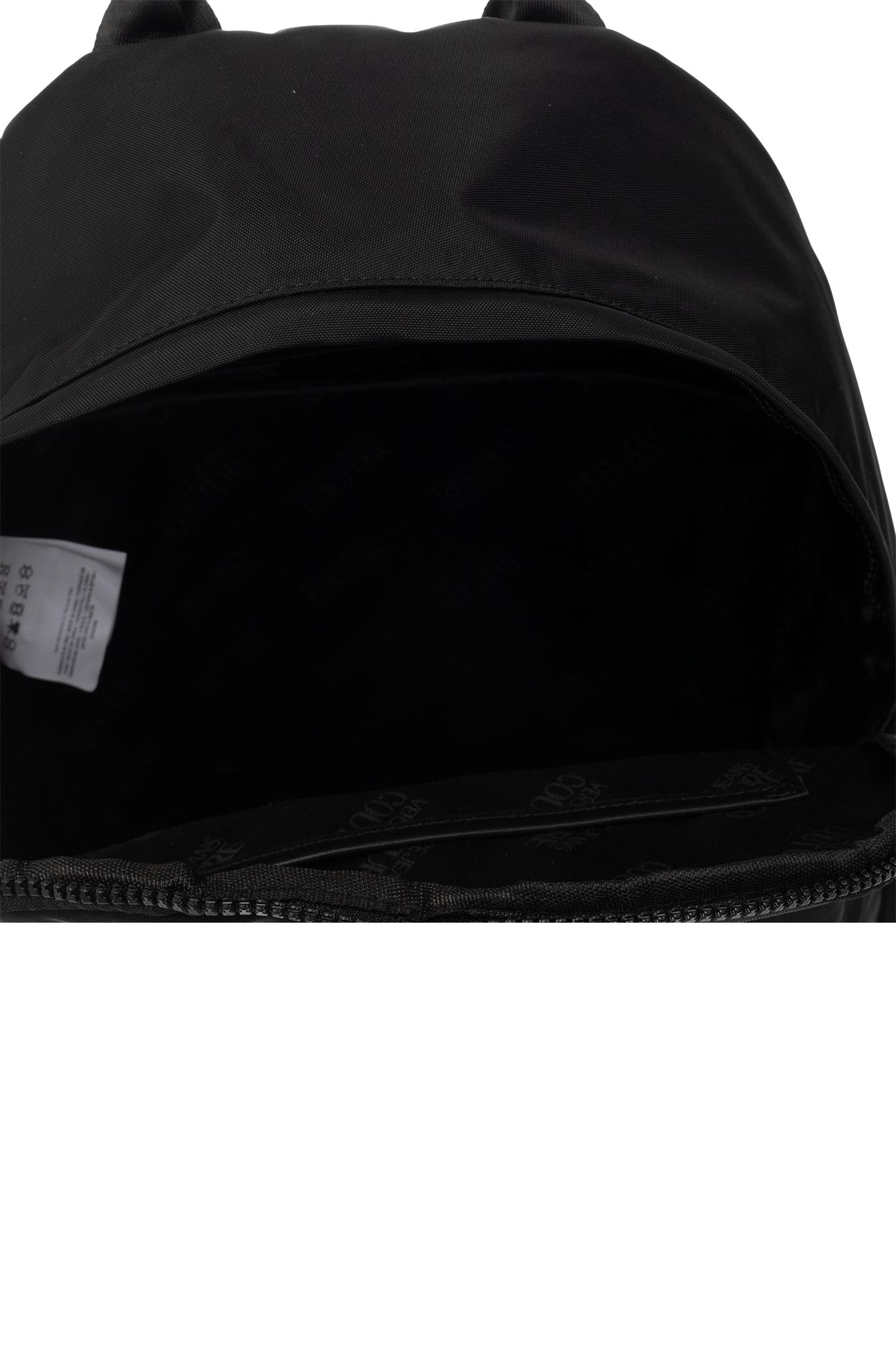Versace Jeans Couture Logo Patch Zipped Backpack In Nero