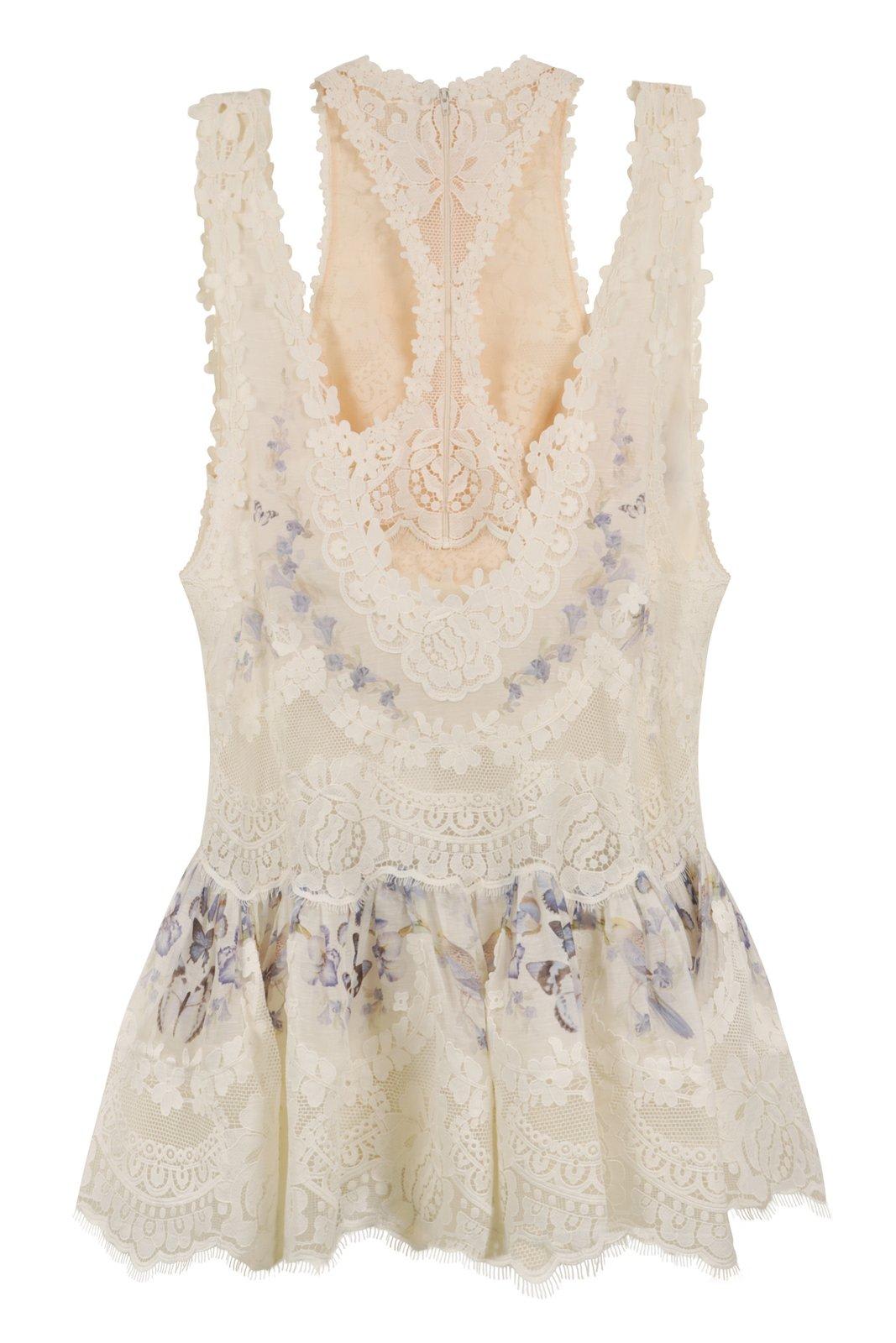 Shop Zimmermann Natura Lace Detailed Mini Dress In White