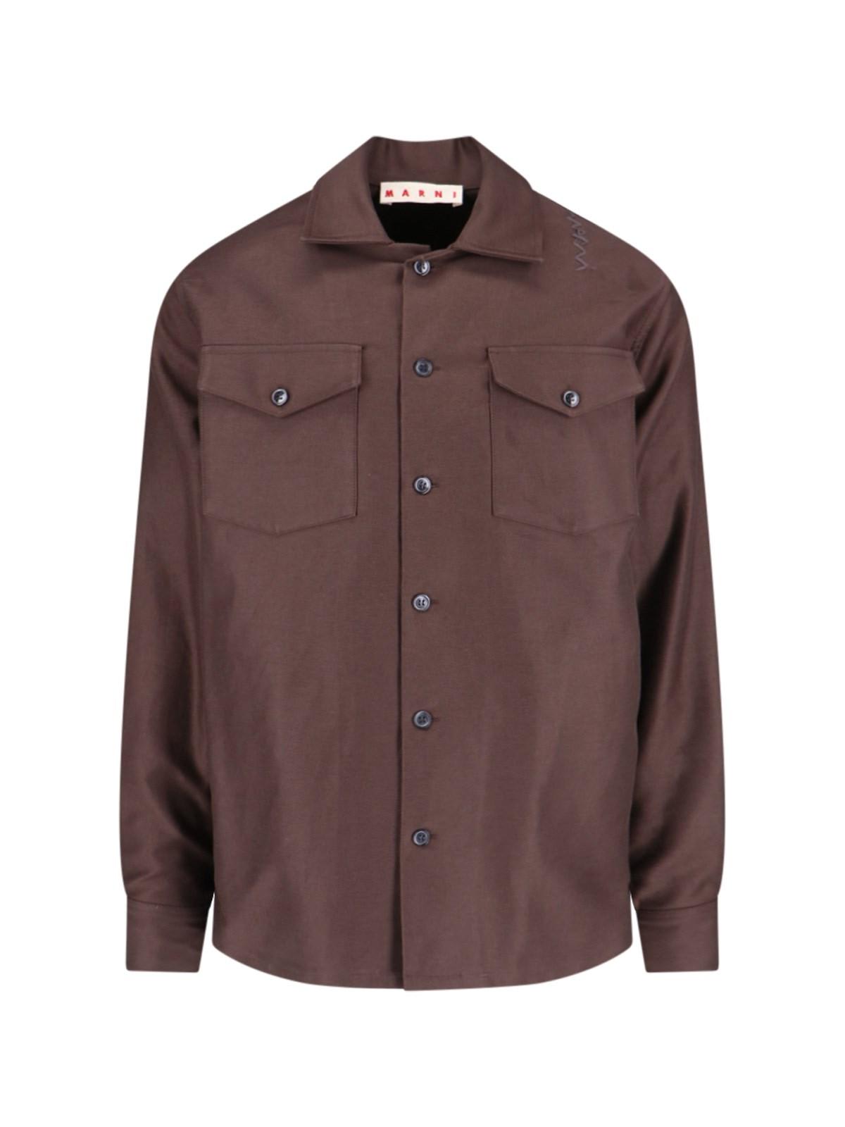 Shop Marni Classic Shirt In Marrone