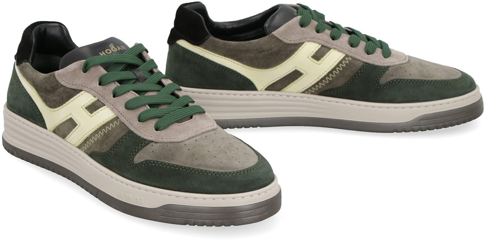 Shop Hogan H630 Leather Low-top Sneakers In Green
